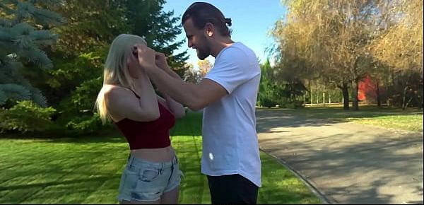  Petite blonde Roxy Risingstar imagines that it would be great if her bully hot guy neighbor gives her a different kind of approach.